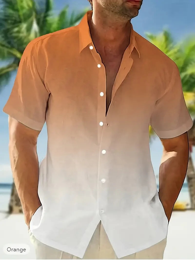 Gradient 3D Printed Men's Summer Beach Shirt