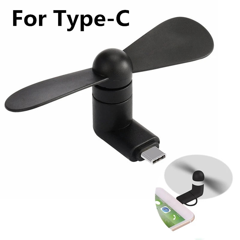 Mini USB Type-C Mobile Phone Fan – Portable 5V Gadget Cooler