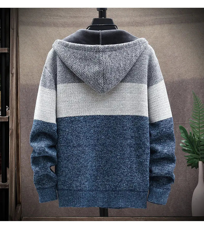 Luxury Men's Hooded Cardigan Sweater - Stylish & Functional