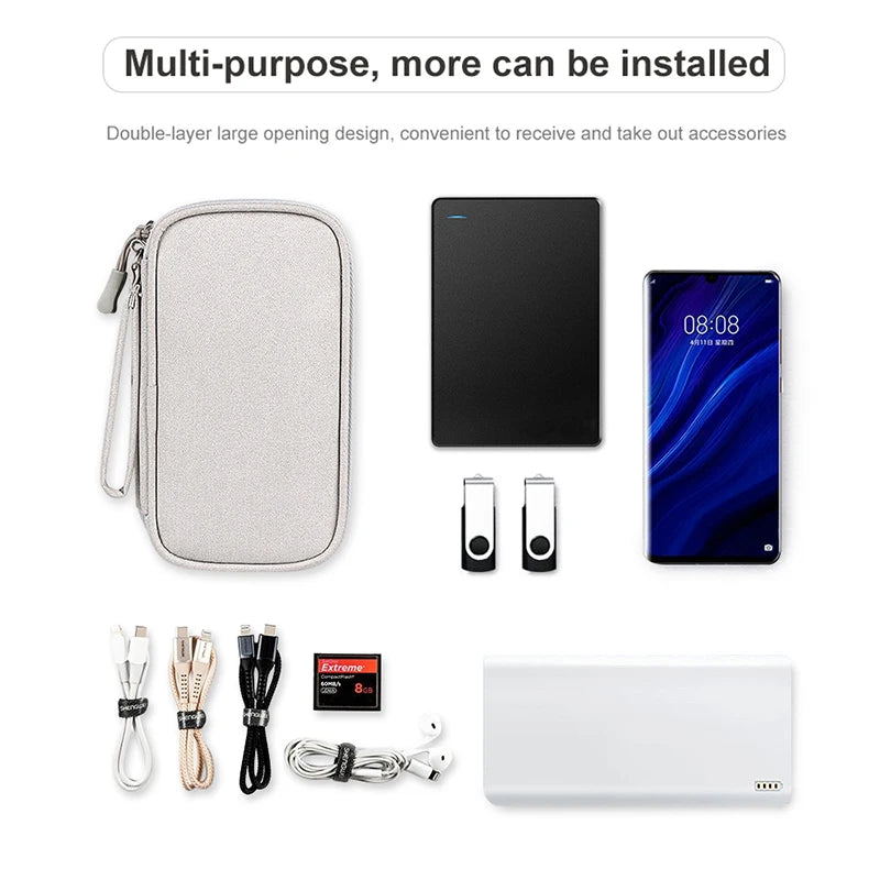 Double Layer Travel Cable Organizer – Waterproof Electronics Bag