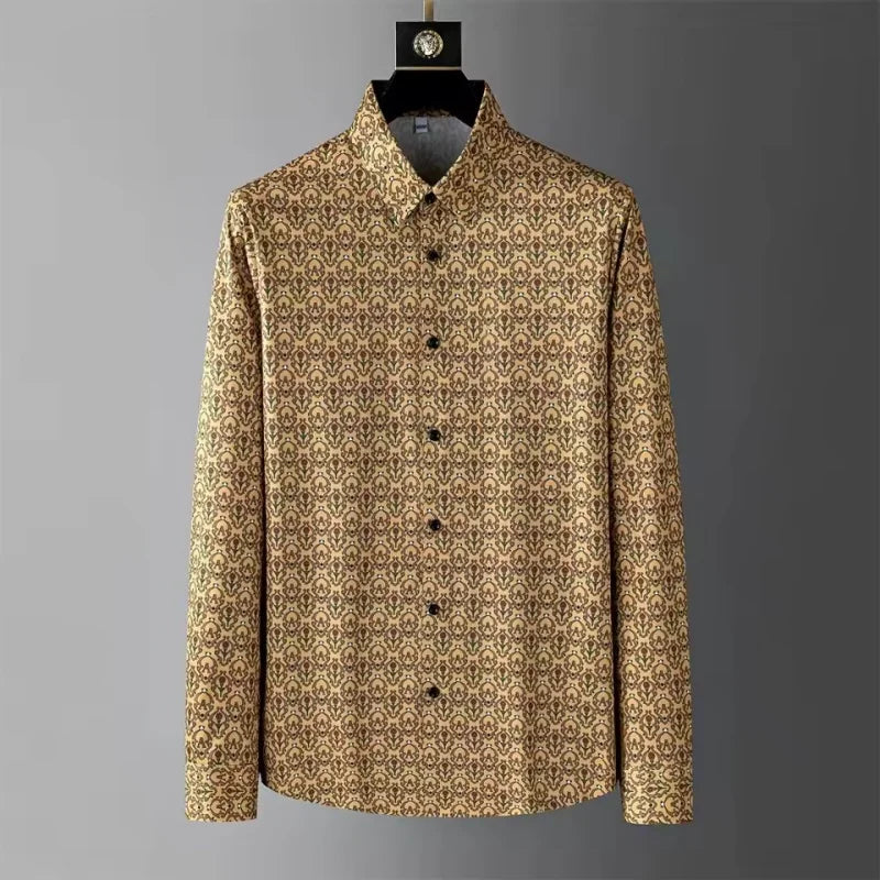 Luxury Korean Men's Printed Casual Shirt