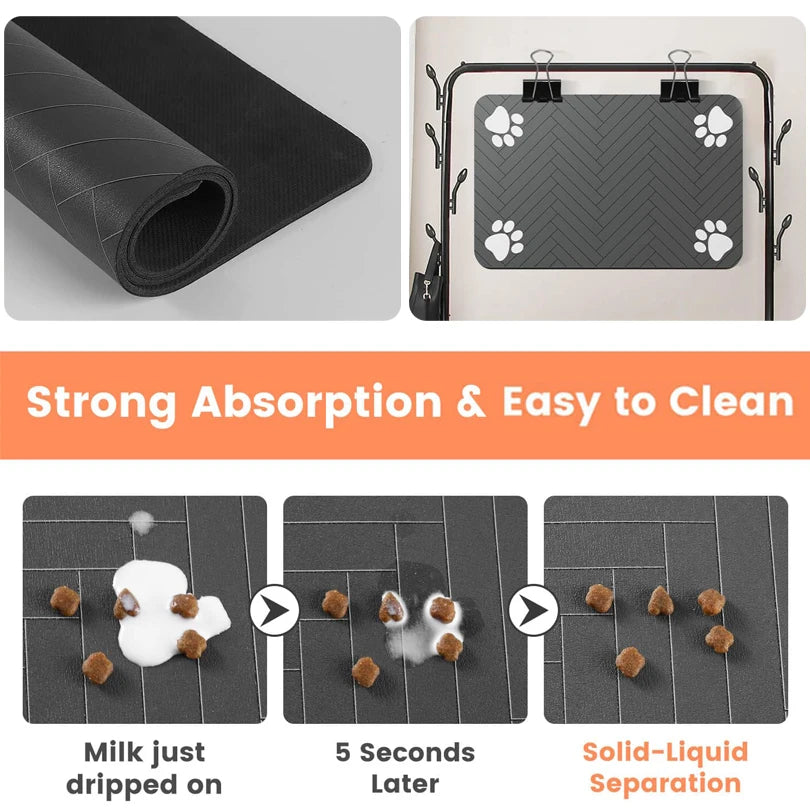 Waterproof Pet Food Mat for Dogs and Cats with Non-Slip Backing