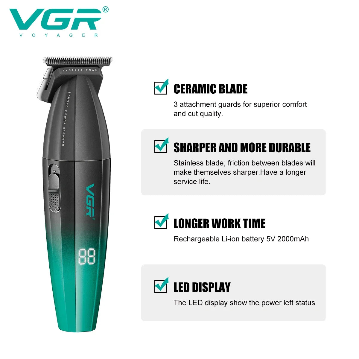VGR V-906 Professional Rechargeable Hair Trimmer & Beard Clipper