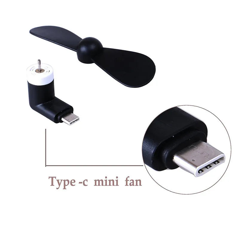 Mini USB Type-C Mobile Phone Fan – Portable 5V Gadget Cooler