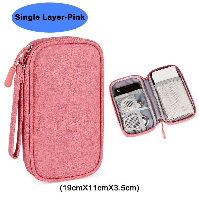 Double Layer Travel Cable Organizer – Waterproof Electronics Bag