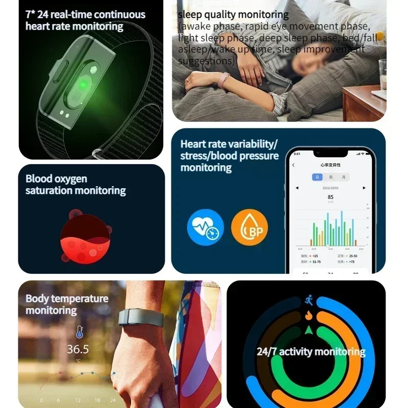 2208A Smart Fitness Bracelet – Heart Rate, BP & Activity Tracker