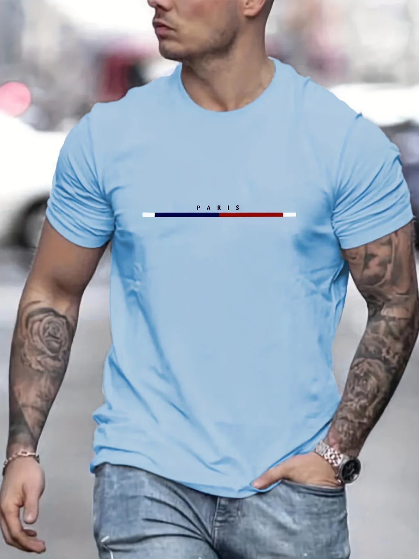 Men's 100% Cotton Paris Short Sleeve T-shirt – Loose Fit Casual Top