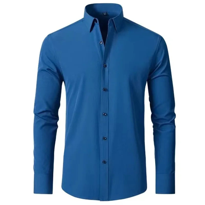 Luxury Men's Long-Sleeved Shirt - Ice Silk Poplin