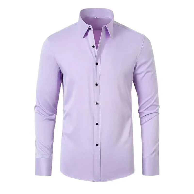 Luxury Men's Long-Sleeved Shirt - Ice Silk Poplin
