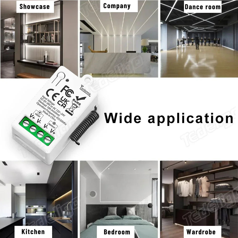 433MHz RF Wireless Remote Relay Switch Module (6–36V, 1CH)