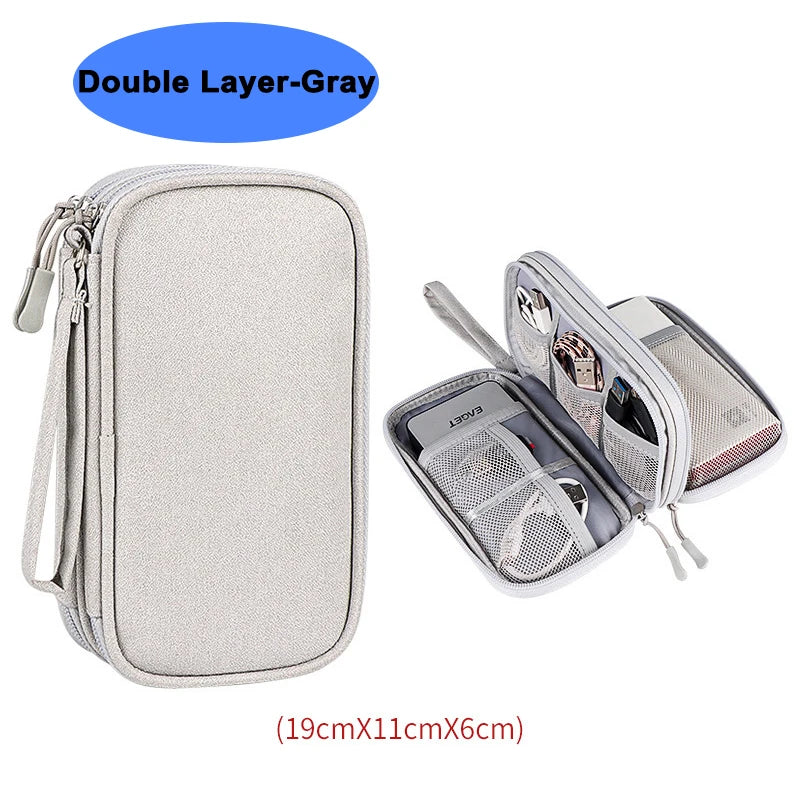 Double Layer Travel Cable Organizer – Waterproof Electronics Bag