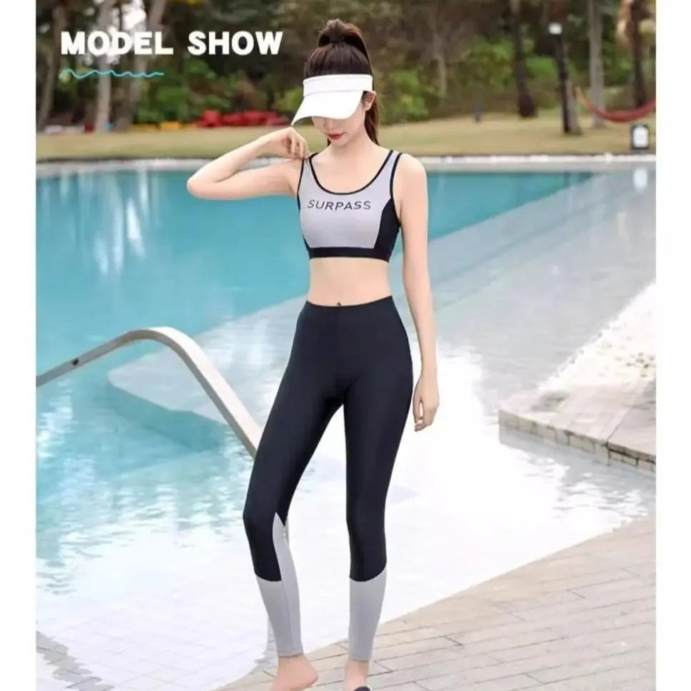 4 Piece Modest Long Sleeve Maternity Swimwear Set with Sun Protection