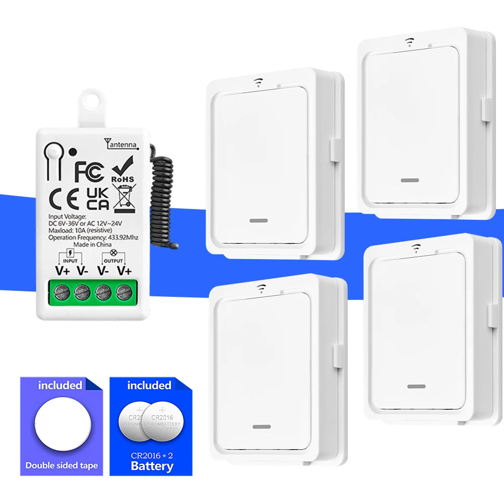 433MHz RF Wireless Remote Relay Switch Module (6–36V, 1CH)
