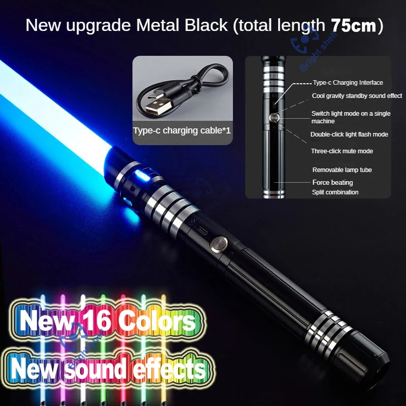 RGB Metal Lightsaber Laser Sword – 15 Color Change with Sound Effects