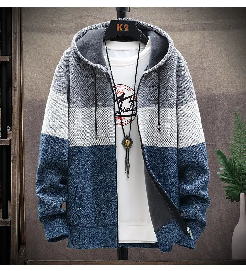 Luxury Men's Hooded Cardigan Sweater - Stylish & Functional