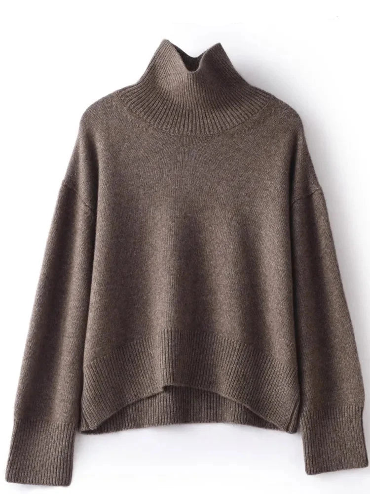 Luxury 100% Pure Cashmere Turtleneck Sweater for Women