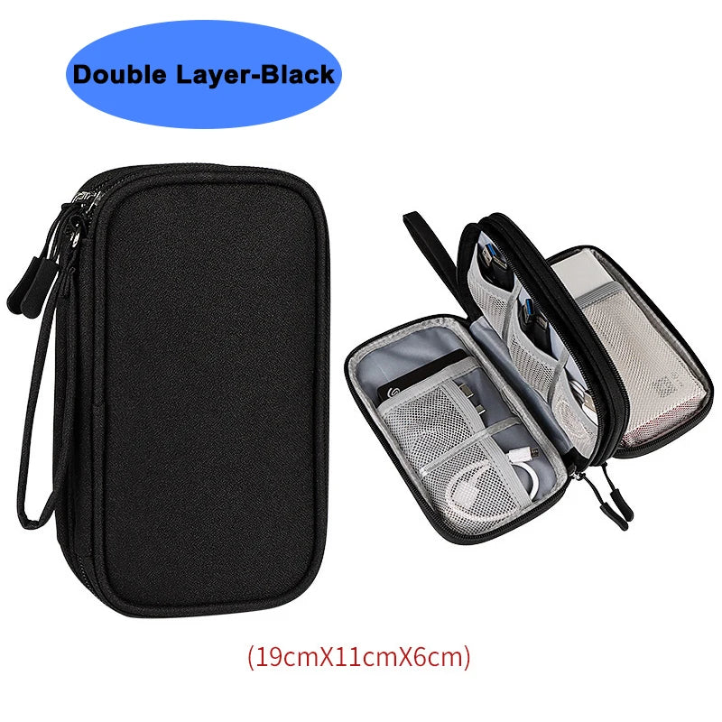Double Layer Travel Cable Organizer – Waterproof Electronics Bag