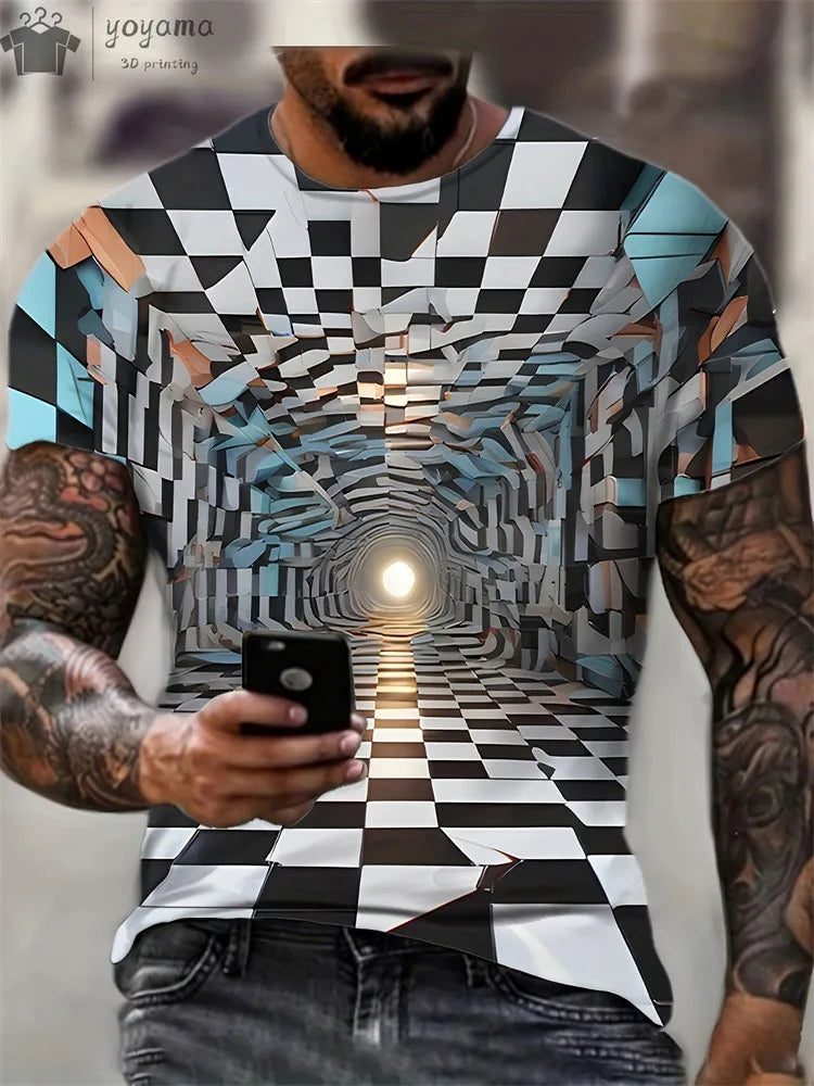 Men's 3D Printed Gradient Streetwear T-Shirt