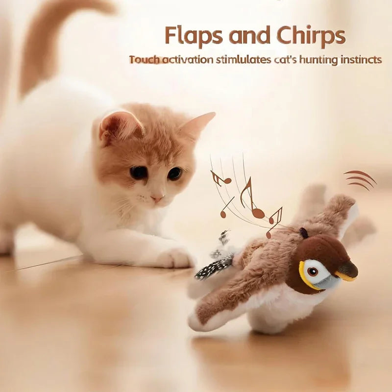 USB Rechargeable Catnip Bird Toy for Cats – Interactive Squeaky Plush