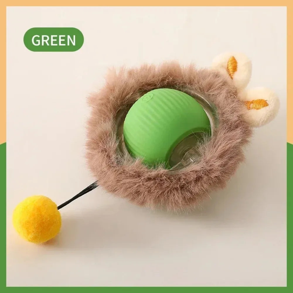 Smart Rechargeable Cat Toy Ball with Moving Tail and Auto Rolling