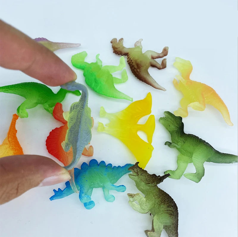 12Pcs Mini Glow-in-the-Dark Dinosaur Figure Set