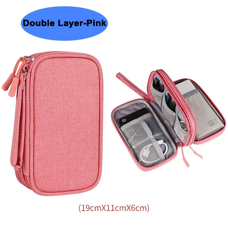 Double Layer Travel Cable Organizer – Waterproof Electronics Bag