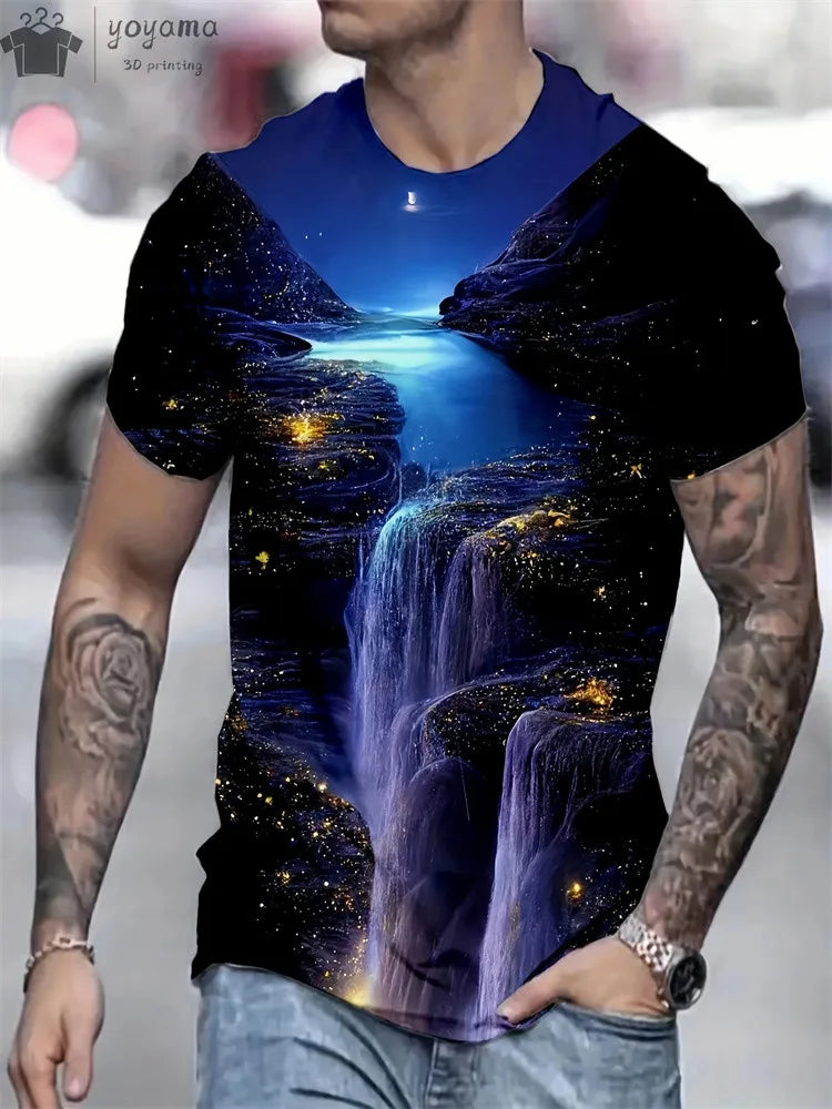 Men's 3D Printed Gradient Streetwear T-Shirt