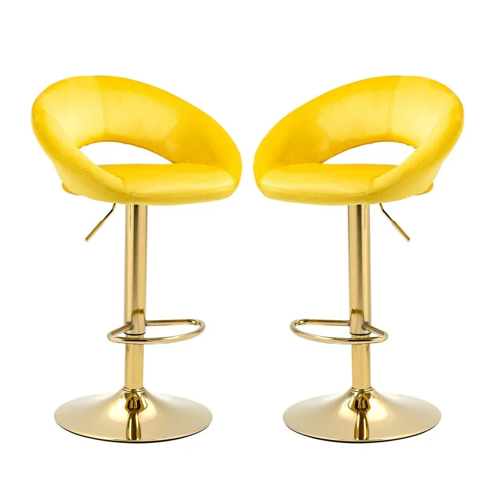 Set of 2 Velvet Adjustable Bar Chairs