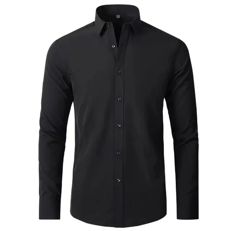 Luxury Men's Long-Sleeved Shirt - Ice Silk Poplin
