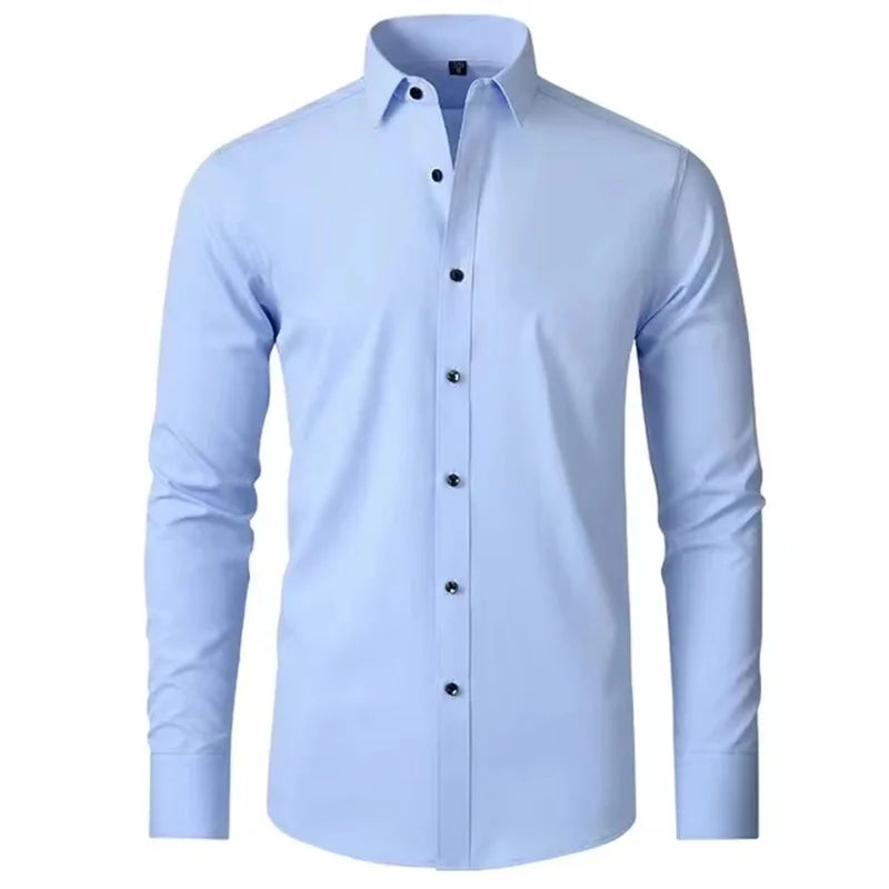 Luxury Men's Long-Sleeved Shirt - Ice Silk Poplin