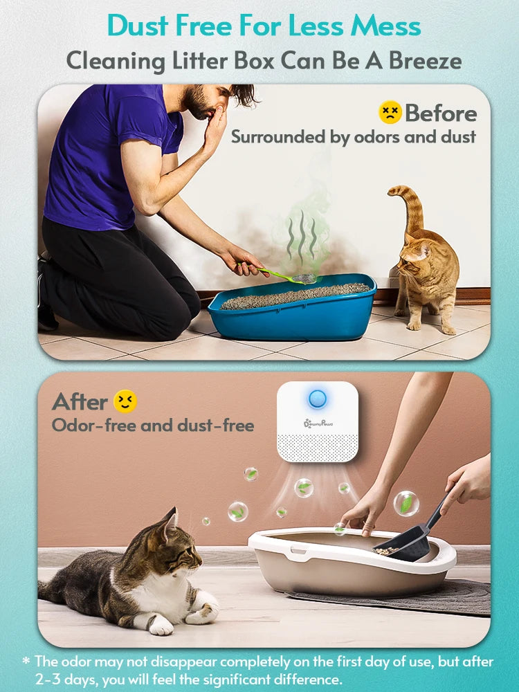 DownyPaws Smart Cat Litter Deodorizer 4000mAh Odor Purifier for Pet Toilet