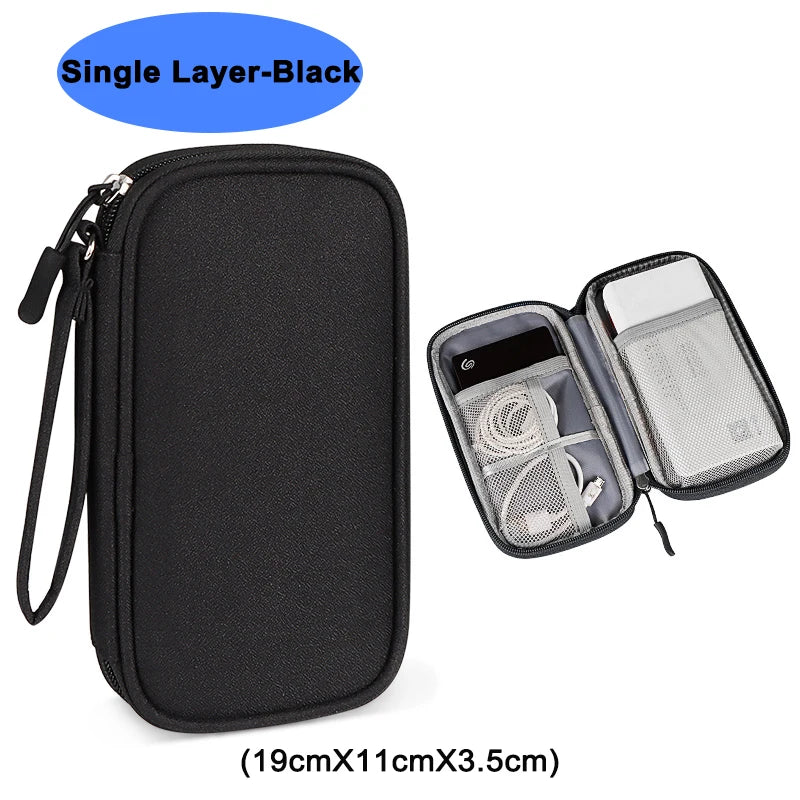 Double Layer Travel Cable Organizer – Waterproof Electronics Bag