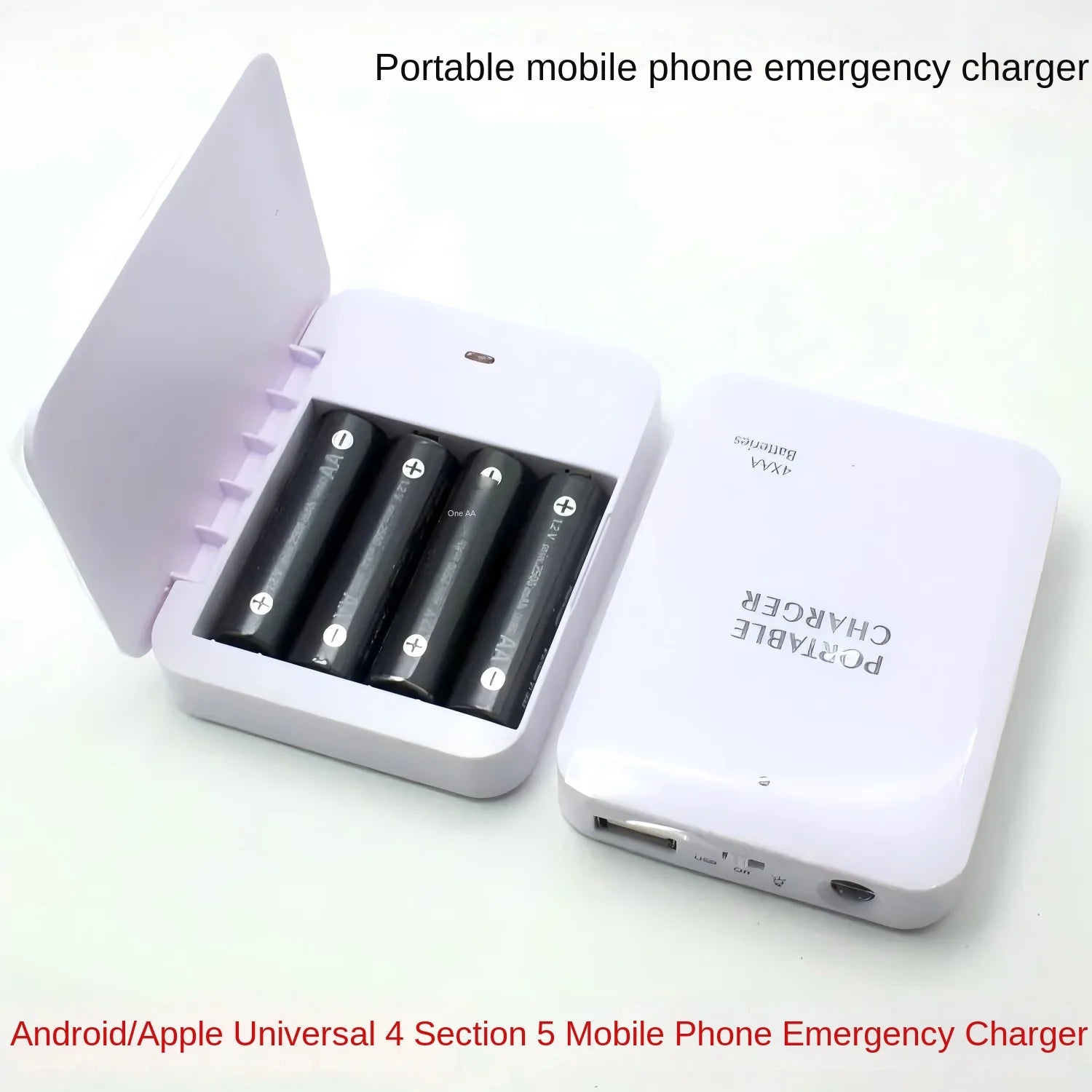 USB Charger Power Box – Emergency Battery Charger with Flashlight