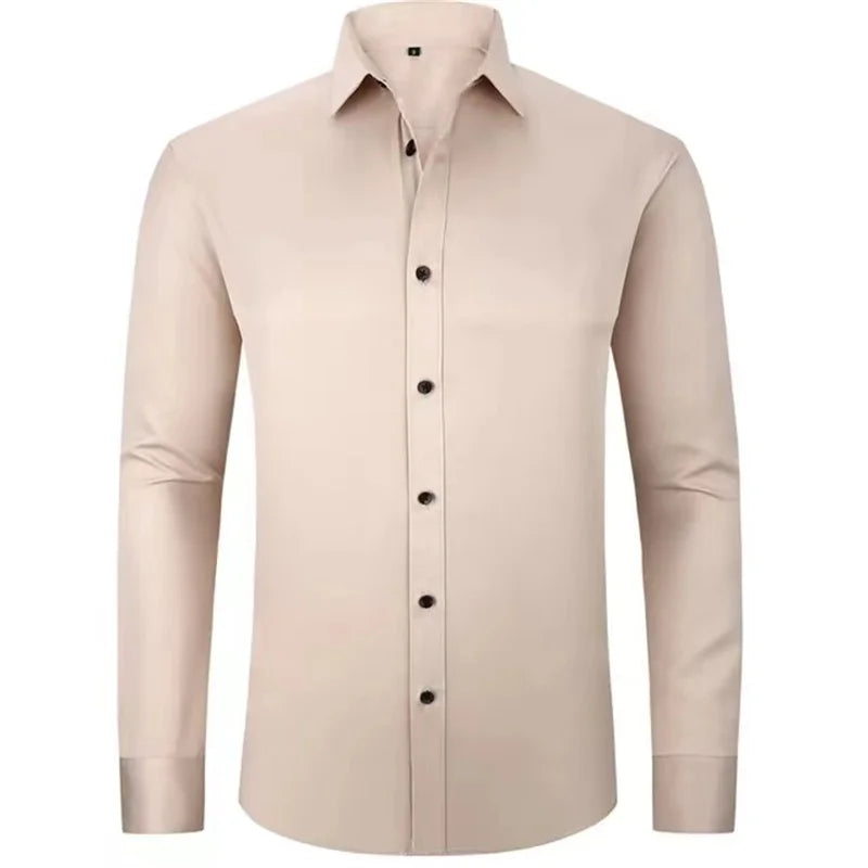 Luxury Men's Long-Sleeved Shirt - Ice Silk Poplin