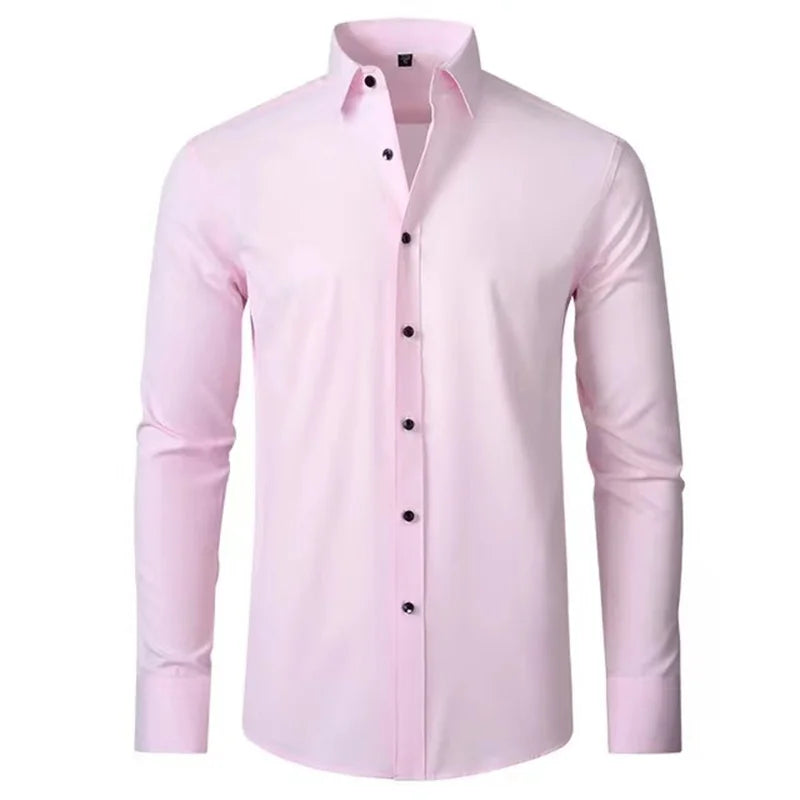 Luxury Men's Long-Sleeved Shirt - Ice Silk Poplin