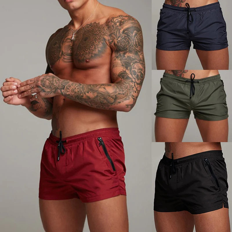 Men’s Quick Dry Swim Trunks with Zipper Pockets and Mesh Liner