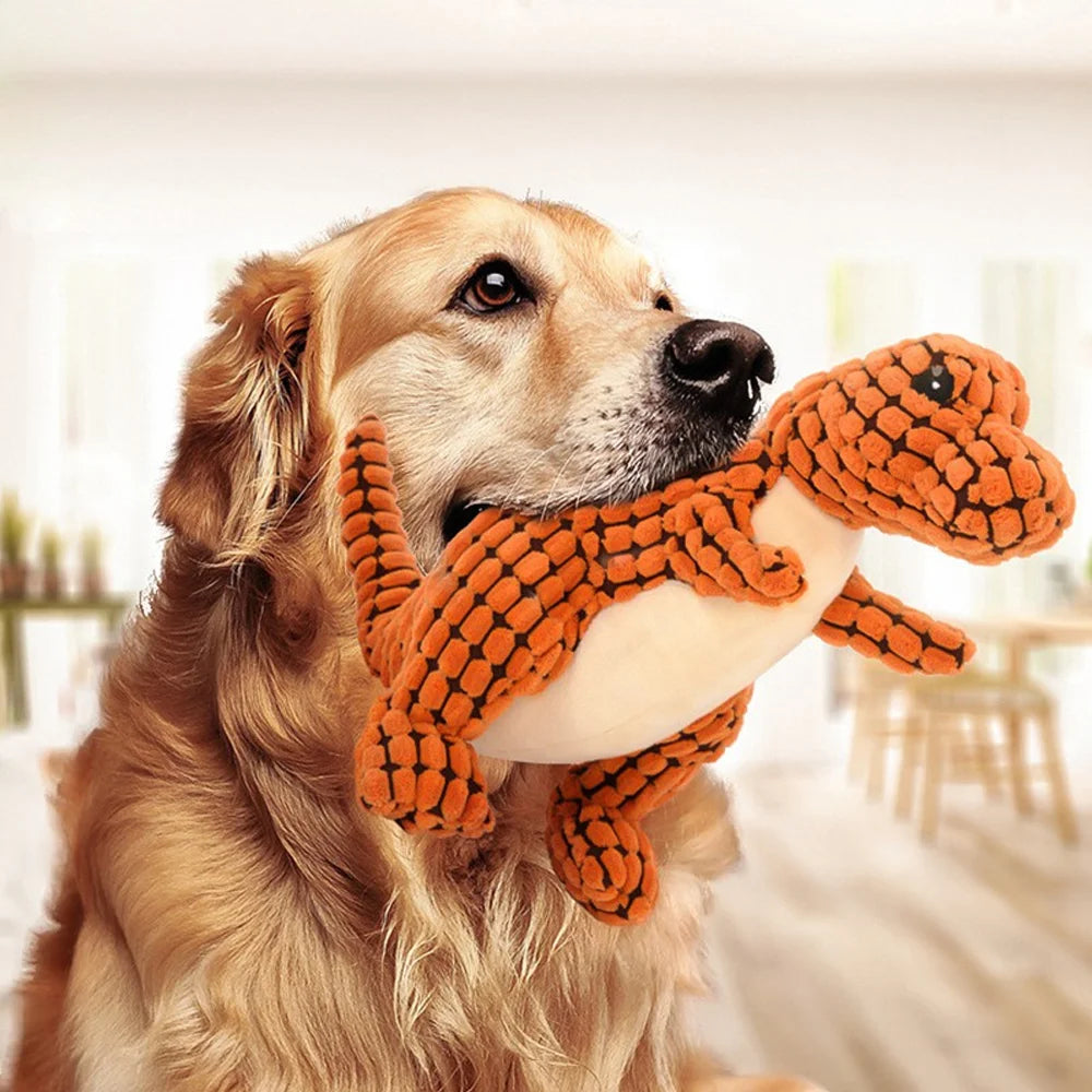 Interactive Plush Dinosaur Chew Toy for Small Dogs and Cats