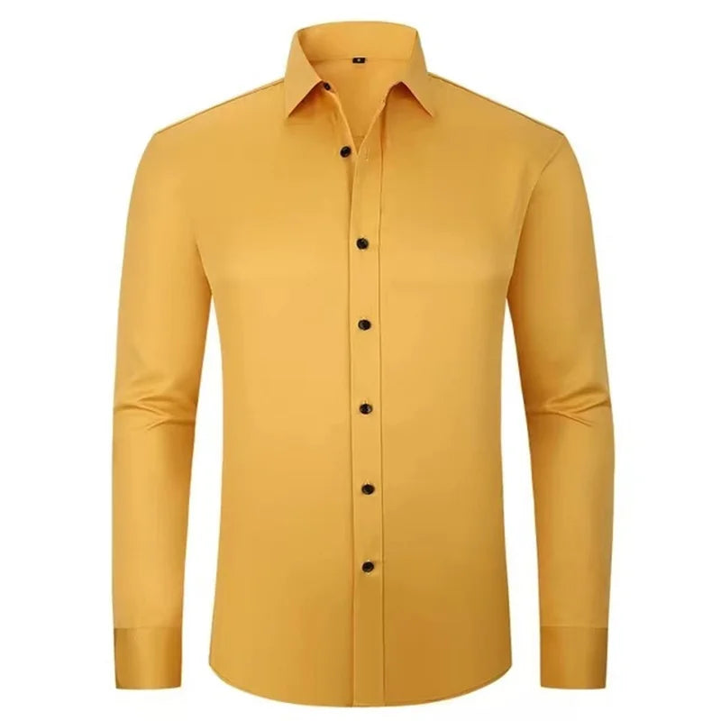 Luxury Men's Long-Sleeved Shirt - Ice Silk Poplin