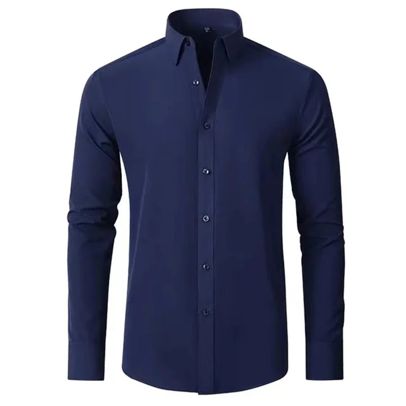 Luxury Men's Long-Sleeved Shirt - Ice Silk Poplin