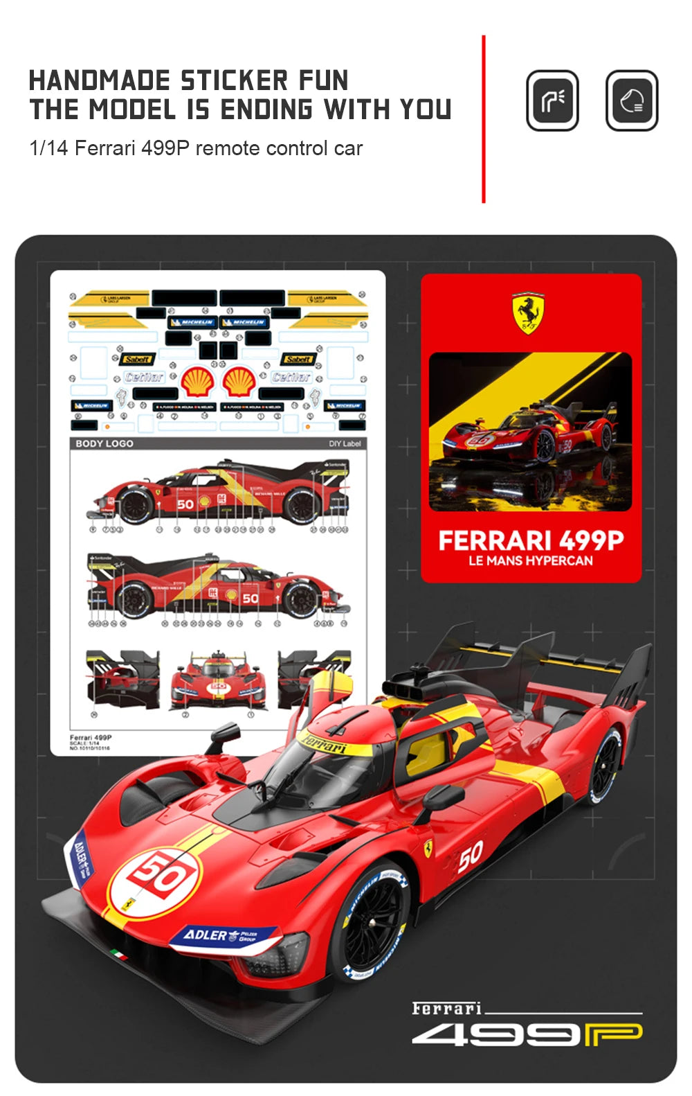 1/14 Ferrari 499P #50 2024 Champion RC Car