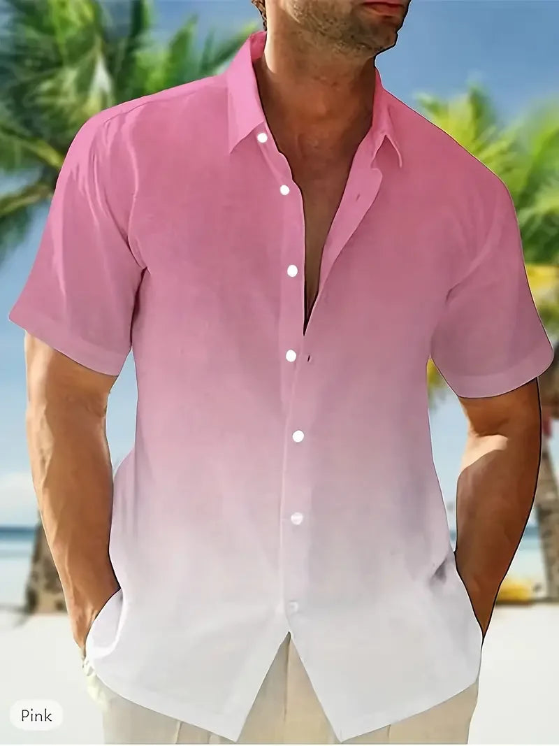 Gradient 3D Printed Men's Summer Beach Shirt