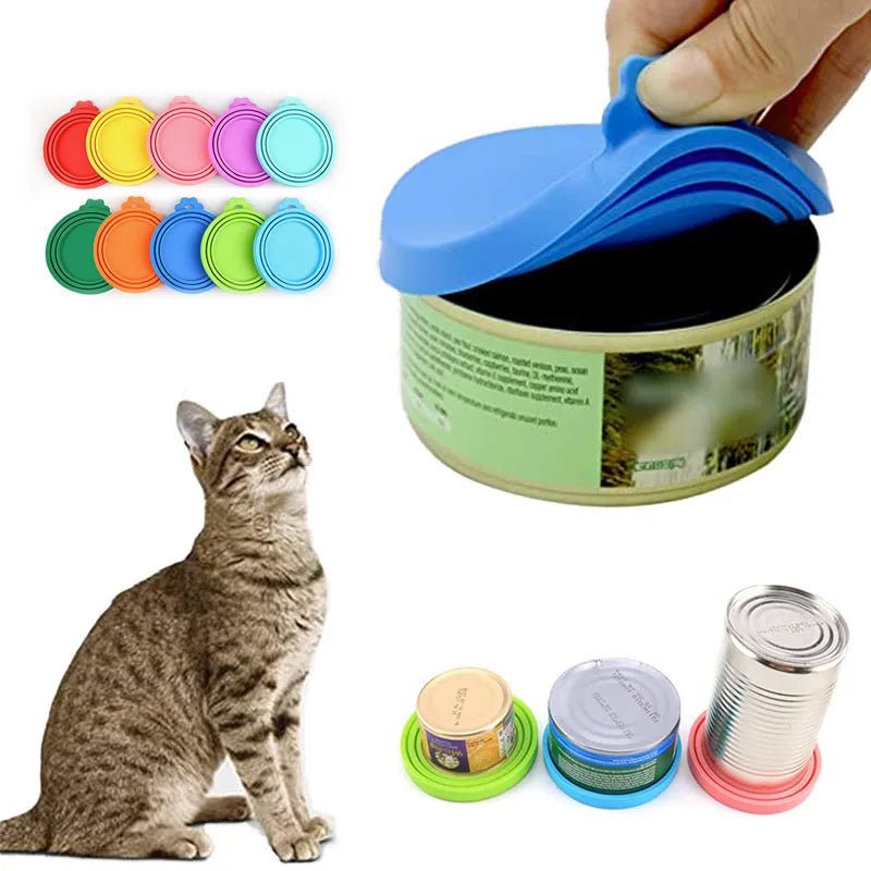 Reusable Pet Food Can Cover and Spoon Set for Dogs and Cats