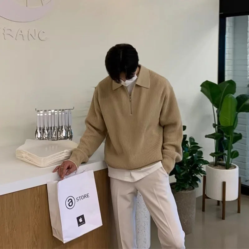 Men Korean Fashion Knitwear - Casual Pullover Sweater