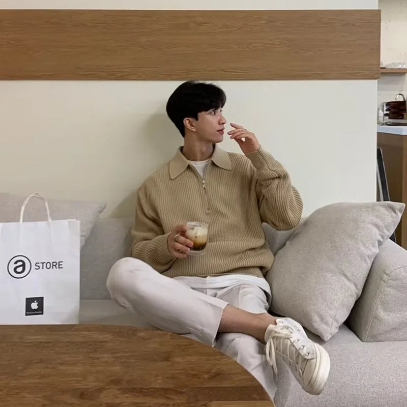 Men Korean Fashion Knitwear - Casual Pullover Sweater