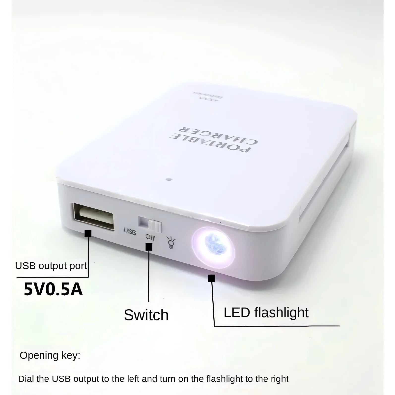 USB Charger Power Box – Emergency Battery Charger with Flashlight