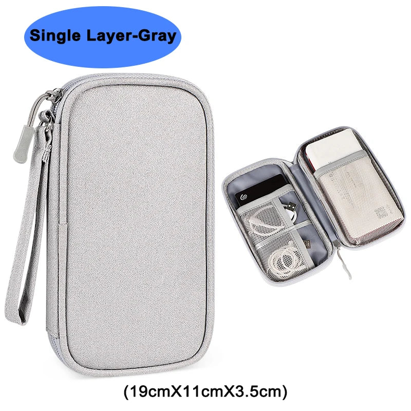 Double Layer Travel Cable Organizer – Waterproof Electronics Bag