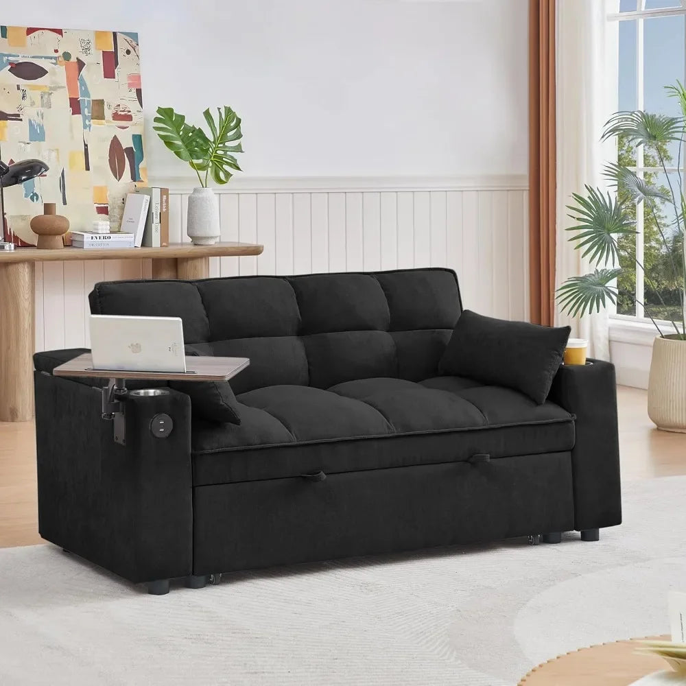 65'' Modern Chenille Sofa Bed - Versatile Living Room Furniture