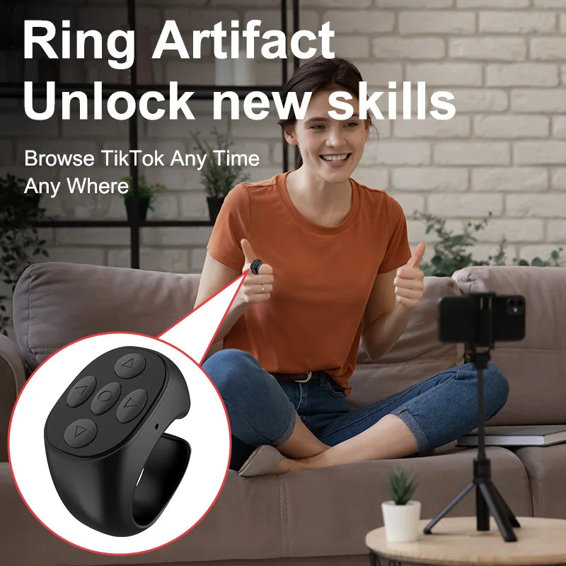 Bluetooth TikTok Remote Control Ring – Selfie & Like Controller