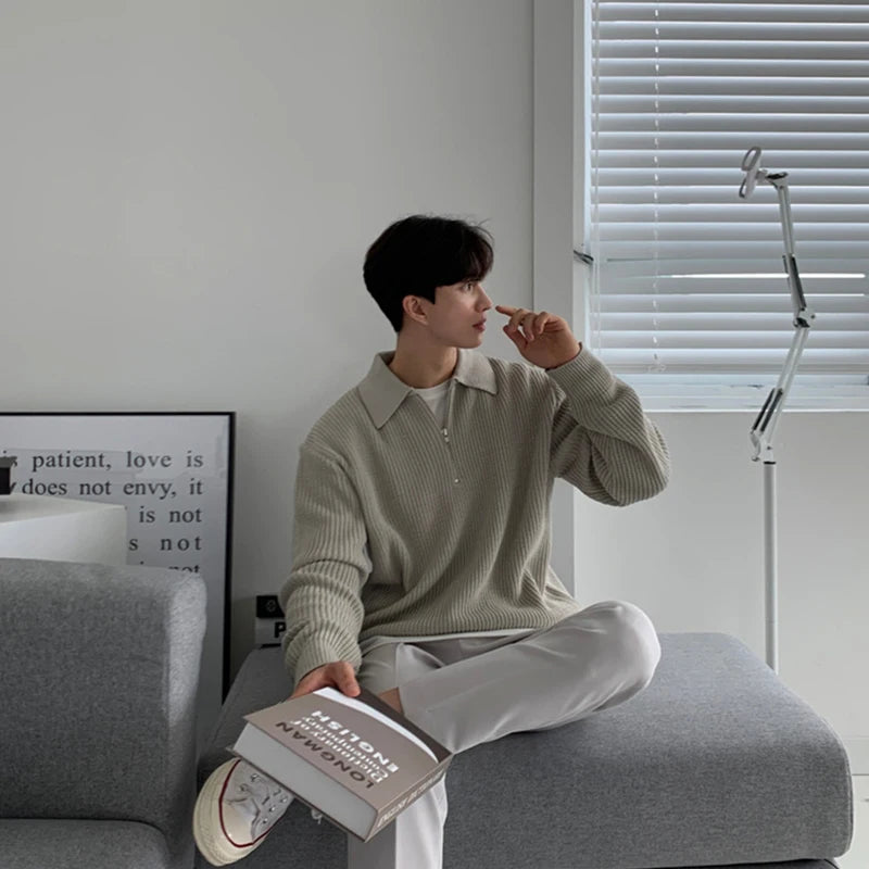 Men Korean Fashion Knitwear - Casual Pullover Sweater