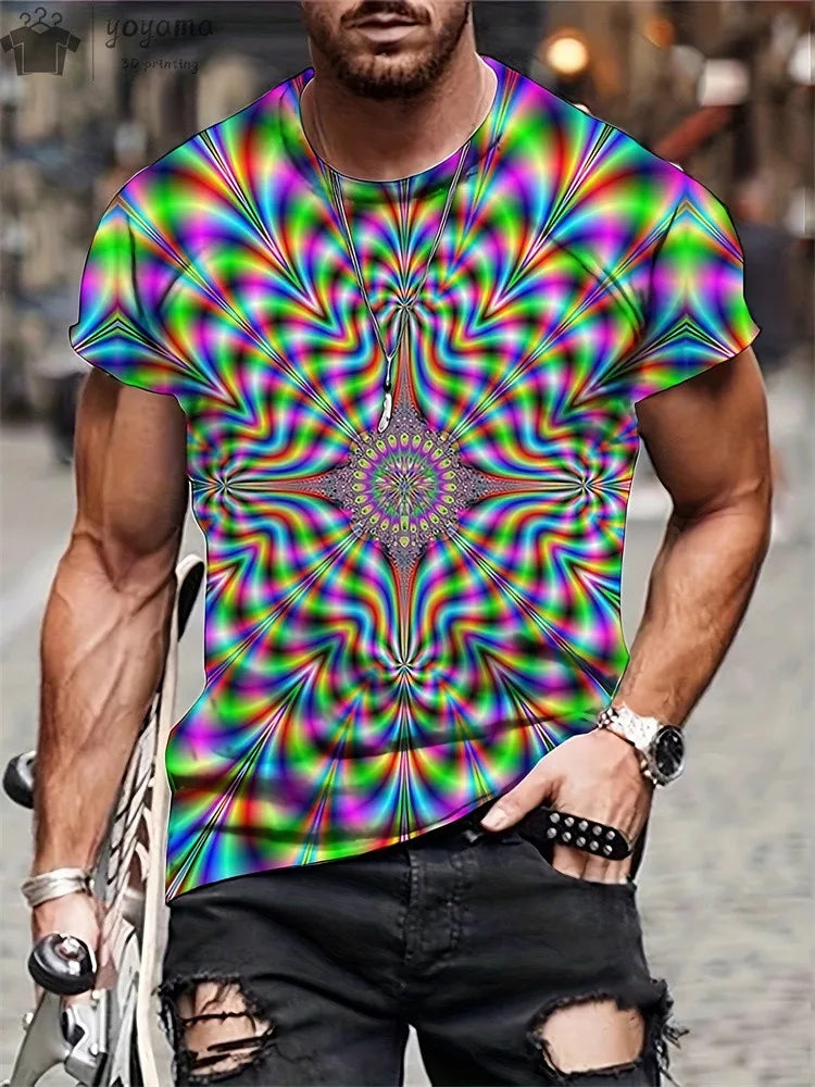 Men's 3D Printed Gradient Streetwear T-Shirt